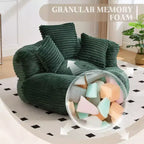 Bean Bag Sofa for Adults Kids, Oversized Corduroy Bean Bag Chair with 3 Pillows & Armrest for Living Room Bedroom - ModernLuxe