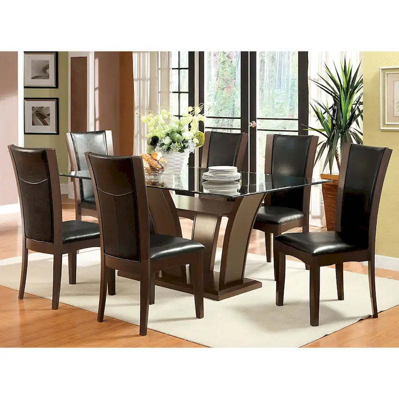 Bind Contemporary Solid Wood Open-Shelf 7-Piece Dining Table Set by Furniture of America