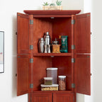 Farmhouse 4-Tier 72 Corner Kitchen Pantry Storage Cabinet with 8 Doors Tall Storage Cabinet and Adjustable Shelves