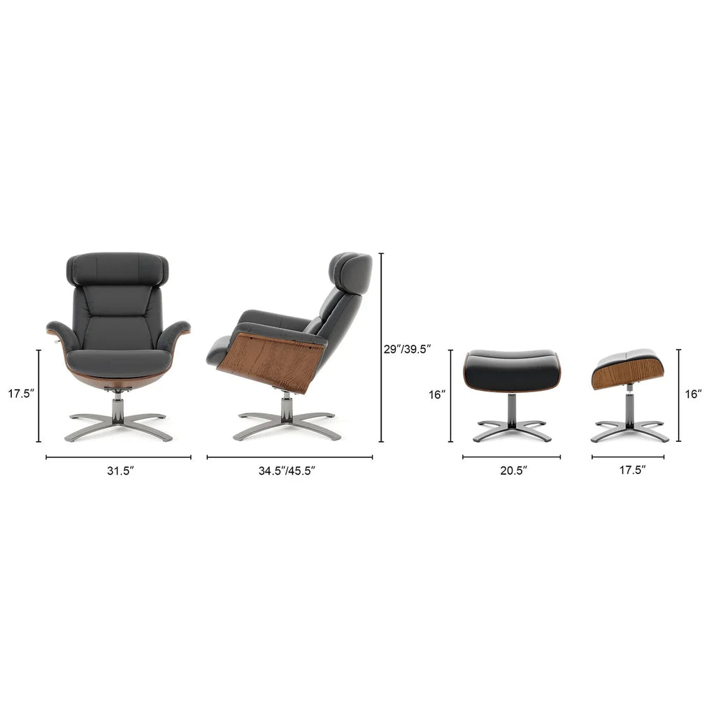 Jovan 31.5 Genuine Leather Recliner Lounge Chair with Ottoman