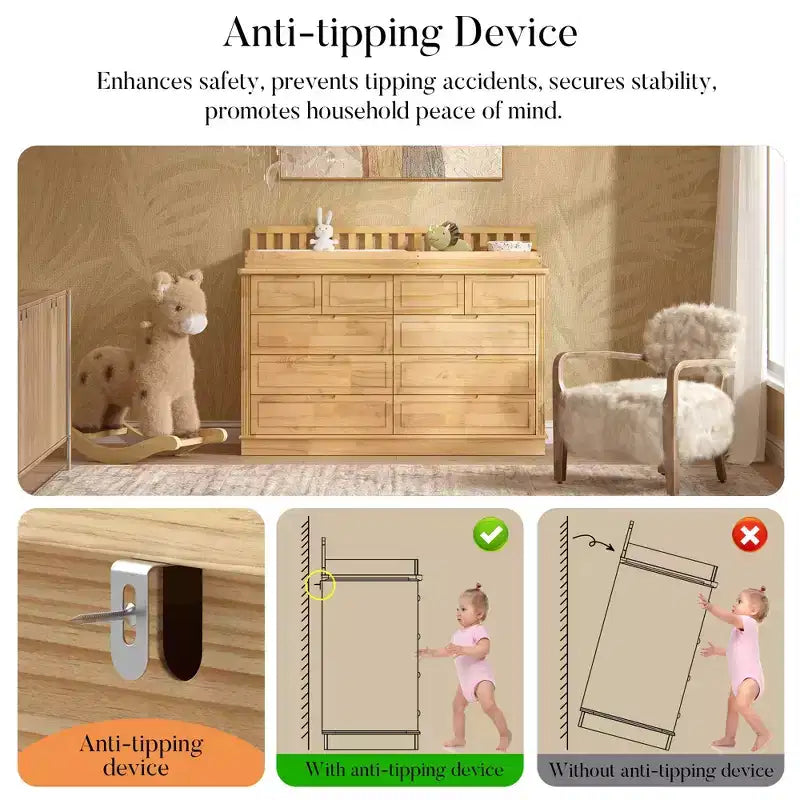 Homsee Solid Pine Wood Diaper Changing Table & Dresser: Removable Station,Drawer Storage, All-in-One Nursery Essential for Parents