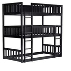 Triple Twin Bunk for Kids, Twin over Twin over Twin Detachable Bunk Bed with Ladder and Guardrail, Separate into 3 Beds