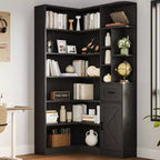 Corner Bookshelf, 74 Tall Corner Bookshelves, 6 Tiers L-Shaped Bookcase with Open Shelves and Storage Drawers for Living Room or Home Office