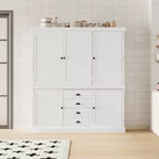 Whisen 73 Freestanding Wooden Kitchen Pantry Cabinet with Drawers and Adjustable Shelves for Storage and Organization in Dining Room or Kitchen