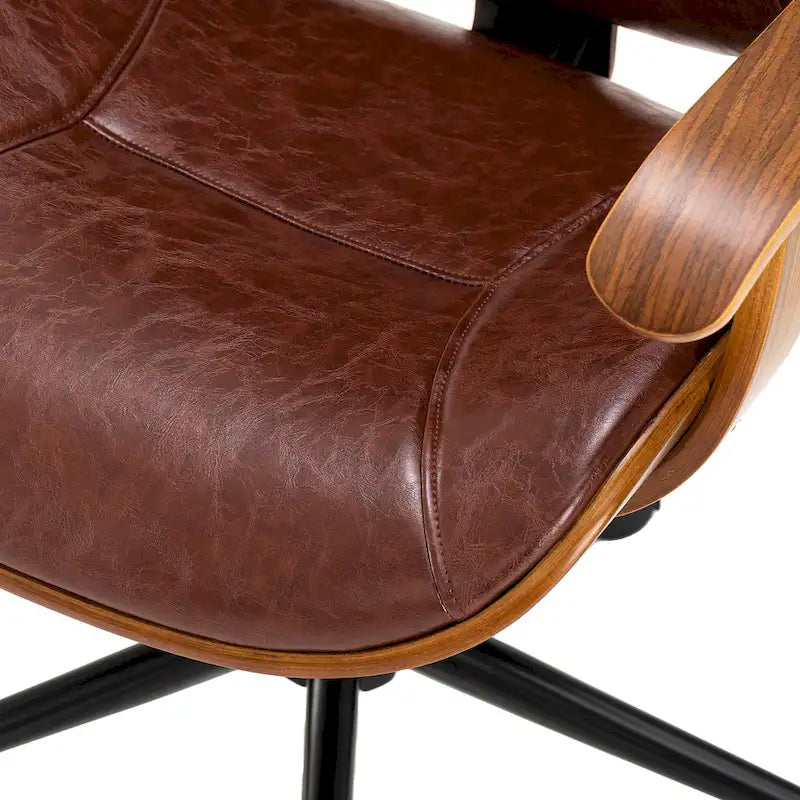 Glitzhome Leatherette Adjustable Swivel Desk Office Chair with Armrest Ergonomic Design