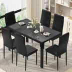 Grondin Modern Style 7-Piece Dining Room Table Set with Tempered Glass Tabletop and 6 PU Leather Upholstered Chairs