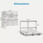 2-in-1 Invisible Murphy Bed with Shelf Storage, Queen Size, Natural Wood (Mattress Not Included)