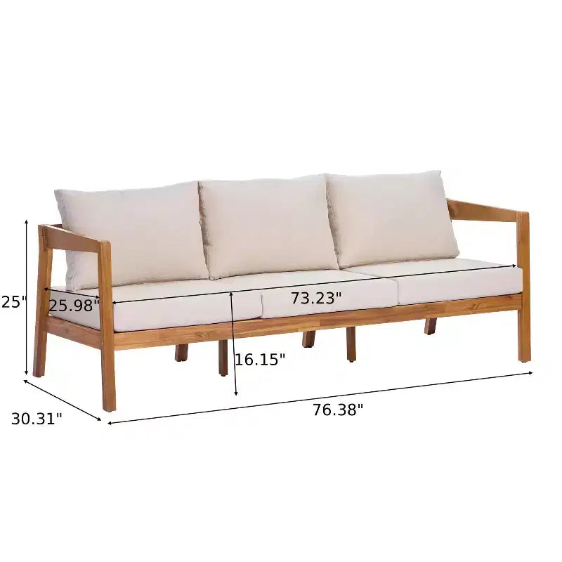 ModernLuxe 4/5-Piece Acacia Wood Patio Furniture Sofa Set, Outdoor Conversation Set with Coffee Table for Porch/Garden/Balcony