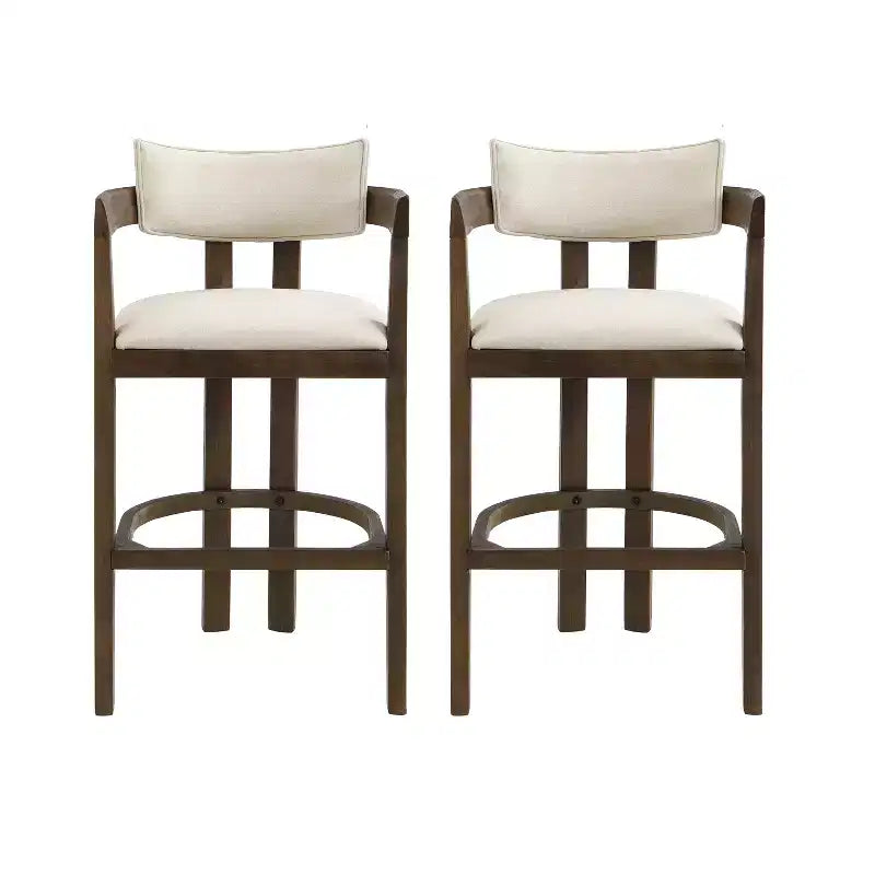 Christopher Knight Home Peyton Rubberwood Upholstered Bar Stool with Curved Open Back (Set of 2)