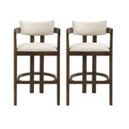 Christopher Knight Home Peyton Rubberwood Upholstered Bar Stool with Curved Open Back (Set of 2)