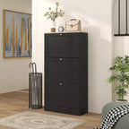 HOMCOM Narrow Shoe Storage Cabinet for Entryway with 3 Flip Drawers and Adjustable Shelves, Shoe Rack Organizer for 12-18 Pairs of Shoes