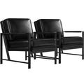 Yaheetech Set of 2 Retro Upholstered Lounge Arm Chairs with Metal Arms, Removable Seat & Back Cushion
