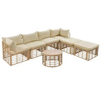 Whisen Weather-Resistant Rattan Outdoor Sectional Sofa Set Patio Couch Set with Thick Cushions and Pillows, Freely Combined Conversation Sets