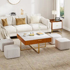 Lift Top Coffee Table with Hidden Storage and 4 Ottomans