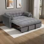 64.96 Velvet 3-in-1 Convertible Sofa Bed with Adjustable Back, Storage Pocket, and 500lb Weight Capacity