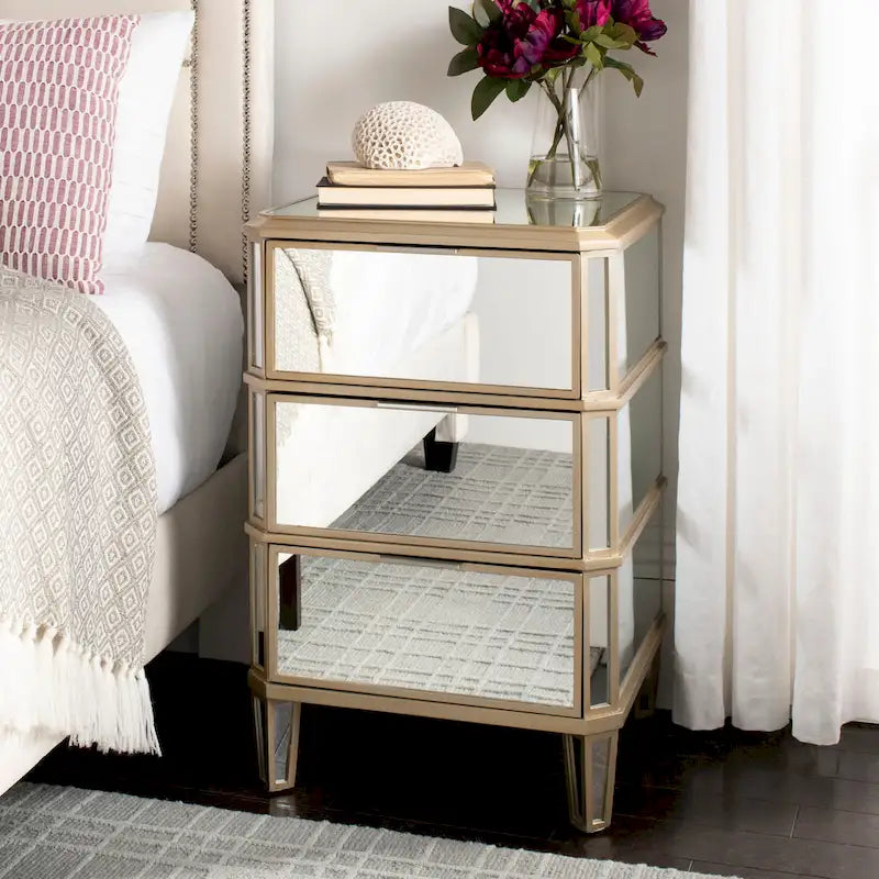 SAFAVIEH Miracle 3-Drawer Mirrored Nightstand