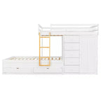 Full Over Full Modern Bunk Bed With Built In Closet And 7 Storage Drawers