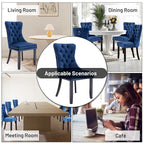 Dining Chairs Set of 6, Luxury Upholstered Velvet Kitchen Chairs Side Chair with Padded Seat Back and Solid Wood Legs - N/A