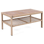 4-Pieces Outdoor Rattan Conversation Sofa Set with Swivel Chairs and Coffee Table