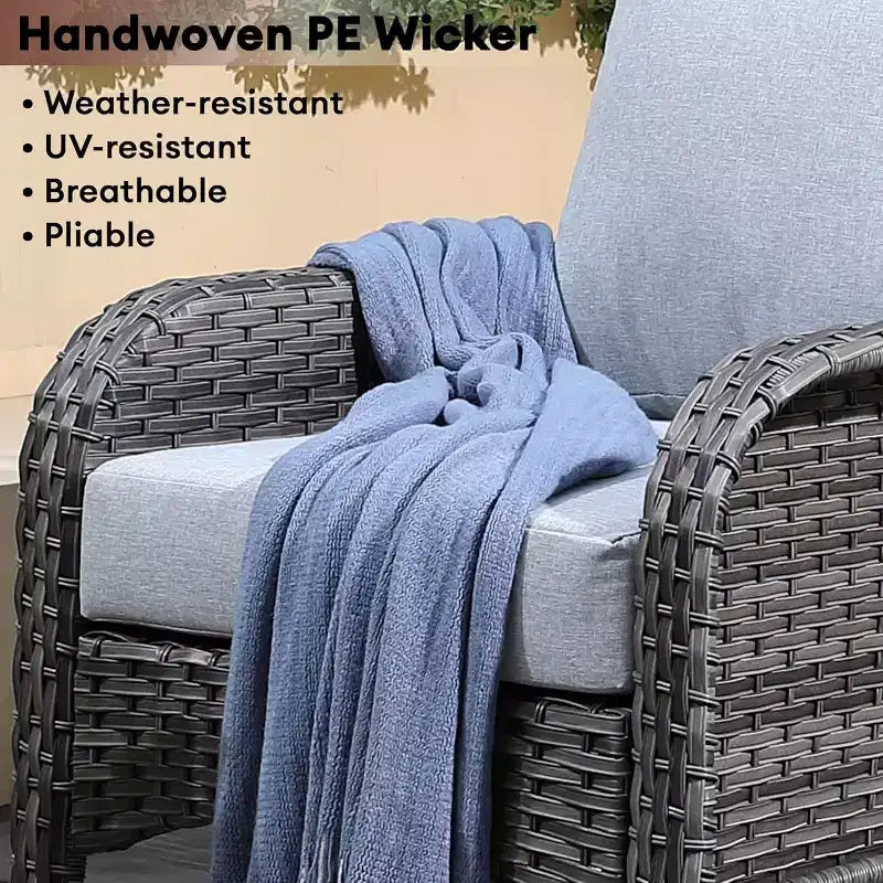 HOMLUX Set of 2 Patio Wicker Chairs Set Outdoor All Weather High Back Rattan Chairs