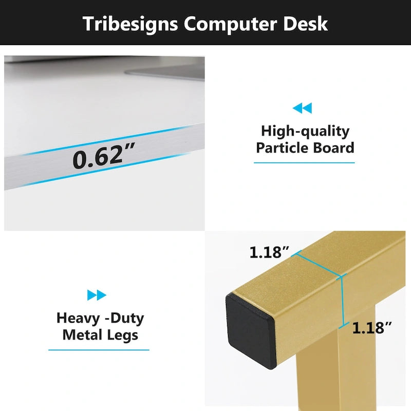 47 Inch Modern Computer Desk with Hutch and Bookshelf
