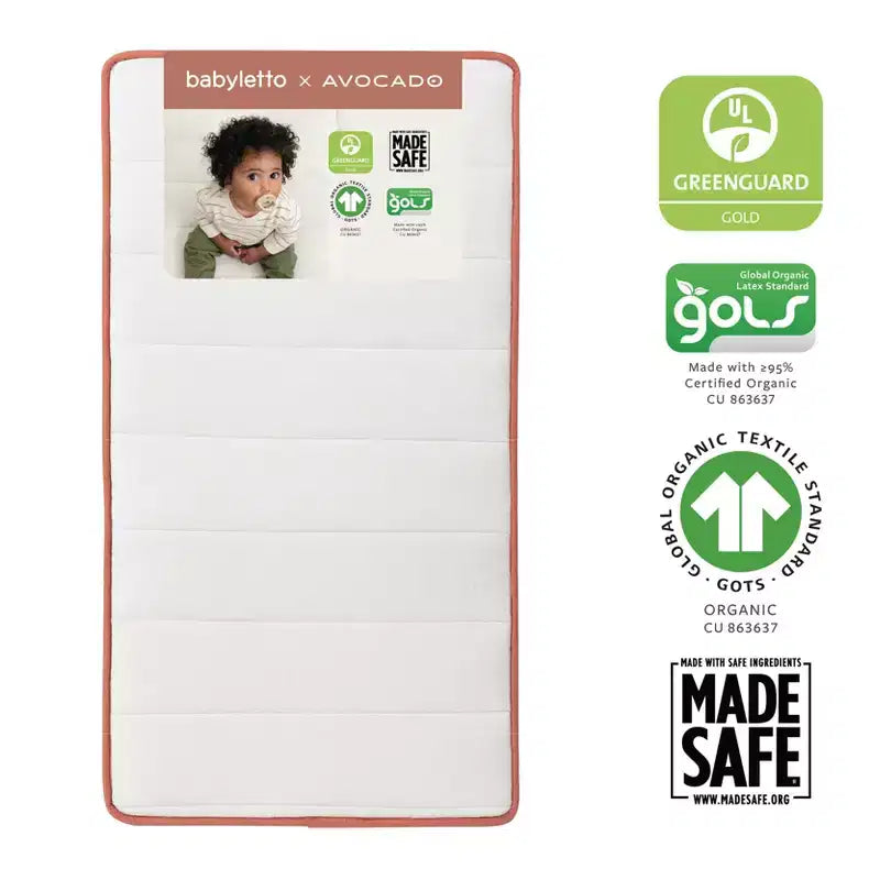 Babyletto Babyletto x Avocado Organic Crib Mattress 2-Stage and 100% Nontoxic - White