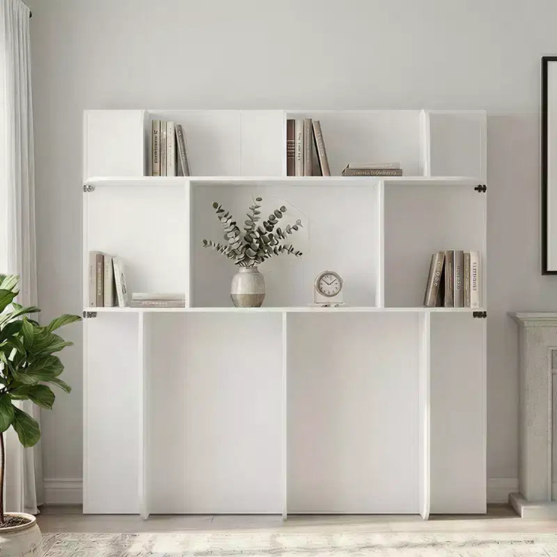 2-in-1 Invisible Murphy Bed with Shelf Storage, Queen Size, Natural Wood (Mattress Not Included)