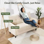 Dyonery 50 Loveseat Sofa, 2-Seater Love Seat for Office & Small Spaces, 24 Deep Seat, FSC Solid Wood Frame, Tool-Free Assembly