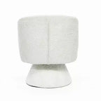 Upholstered Cream Club Swivel Chair with Cream Wood Base, Off-White