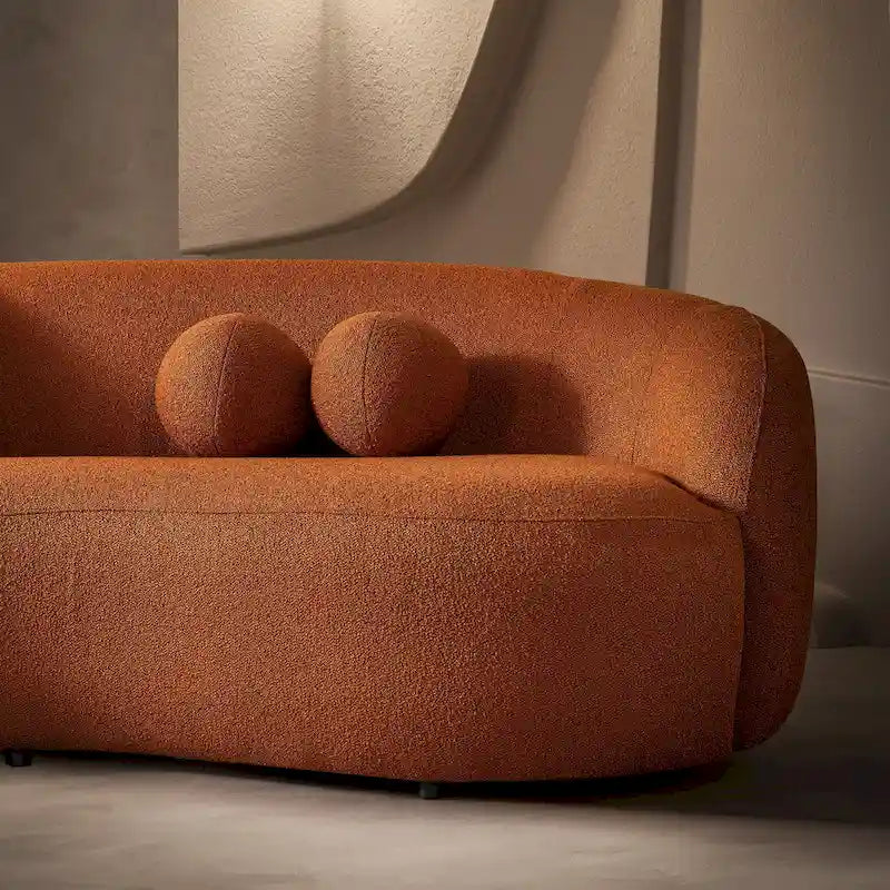 Blaine Japandi Style Luxury Modern Boucle Fabric Curved Sofa