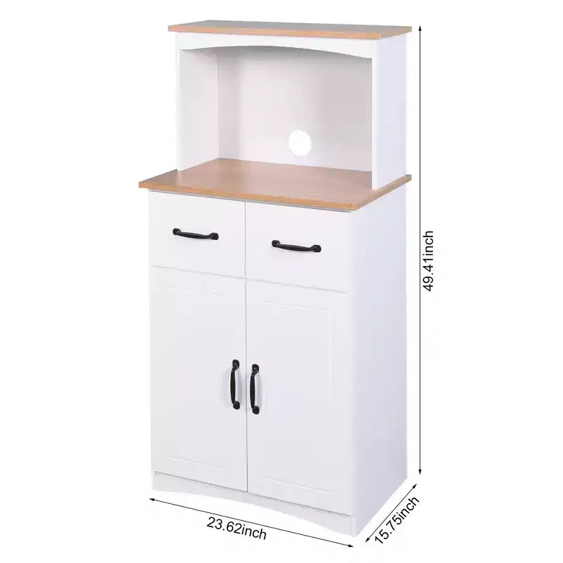 sumyeg Wooden Kitchen Pantry Storage Cabinet with Drawer and Microwave Shelf