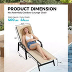 Set of 2 Outdoor Patio Chaise Lounge Chairs, 5-Position Adjustable Reclining Chairs with Textilene Fabric, Poolside Loungers for Garden & Balcony