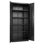 VEVOR Metal Storage Cabinet, 68.9 in Lockable Steel Garage Cabinet with 4 Adjustable Shelves, 2 Magnetic Doors, 2 Keys, 5 Tiers Tool Storage, Black