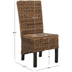 Set of 2 Natural Wicker Dining Chairs 19W x 22D x 41H, Boho Coastal Style