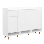 Sleek and Contemporary Shoe Cabinet with Adjustable Shelves, Minimalist Home Organizer with Solid Wood Legs