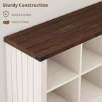 8 Cube Storage Organizer Bookshelf, Farmhouse Horizontal Bookcase, 62 Inch Wood Storage Bookcase for Entryway, Long Low Bookshelves for Living Room