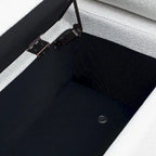 Upholstered Linen Storage Bench with Cylindrical Arms and Gold Metal Legs