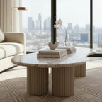 Pebble Shaped Marble Top Coffee Table