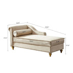 French Elegant Velvet Upholstered Storage Chaise Lounge Chair with a Pillow