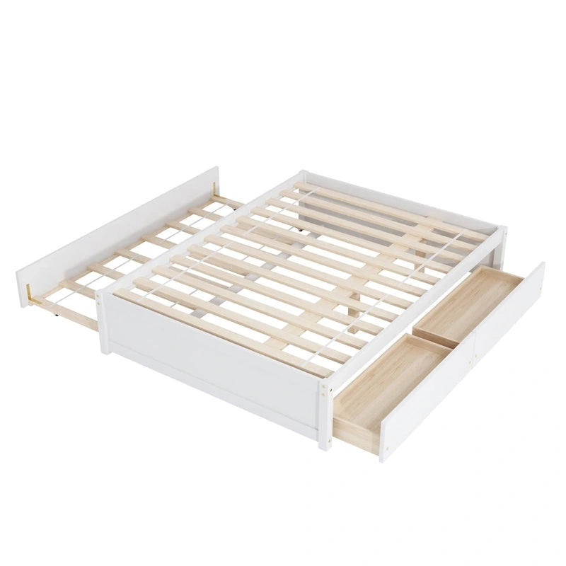 Full Bed With Twin Size Trundle And Two Drawers