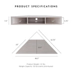 47 Corner Floating TV Stand, 3 Shelves, Transitional Style, Space-Saving Wall Mount