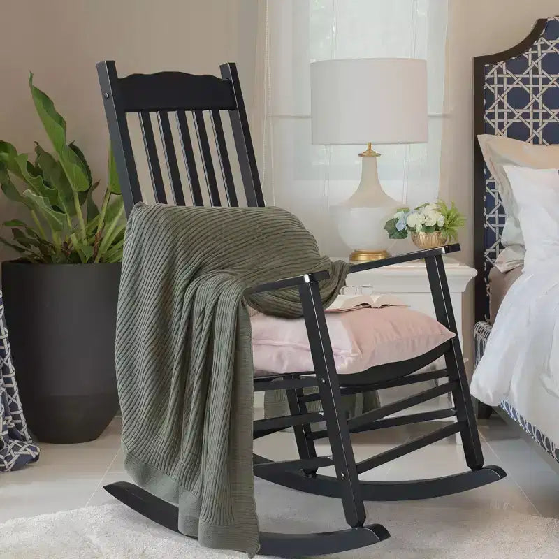 Karl Home | 24-Inch Solid Wood Patio Rocking Chair