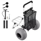 VEVOR Beach Dolly with Big Wheels for Sand, 20 x 15 Cargo Deck, Folding Sand Cart with 12 Balloon Wheels, 165 lbs Loading Capacity, Silver+Black