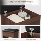 10-Drawer Vanity Desk with Mirror, Walnut Finish with 10 Shelves and Stool, for Bedroom, Easy Assembly