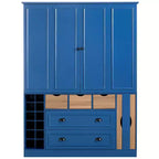 Whisen 71 Tall Freestanding Kitchen Pantry, Large Dining Storage Cabinet Cupboard Sideboards With 4 Foldable Doors, Shelves, Wine Racks