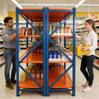 VIYET Heavy Duty Garage Shelves, 4-Tier 4400LBS Capacity Adjustable Metal Shelving, Blue&Orange Industrial Storage for Commercial Store/Tools/Gym