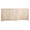 Isabelle 79-inch Pine Light Wash 4-Door Sideboard with Hand Carved Burst Pattern Door Fronts