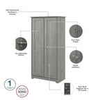 Cabot Espresso Oak Tall Storage Cabinet with Doors - 31.38L x 16.30W x 61.14H
