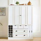 Whisen 71 Tall Freestanding Kitchen Pantry, Large Dining Storage Cabinet Cupboard Sideboards With 4 Foldable Doors, Shelves, Wine Racks