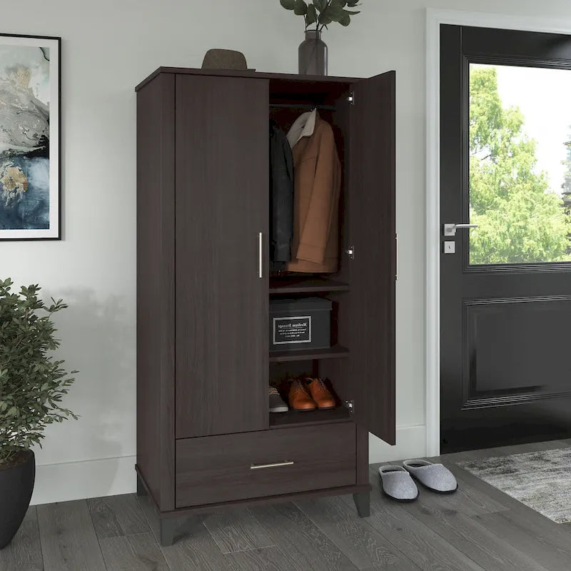Somerset Tall Entryway Cabinet with Doors and Drawer by Bush Furniture